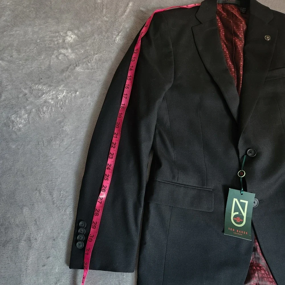 New TED BAKER London Jake CT Blazer Jacket 38R Black 100% Wool No Ordinary Joe